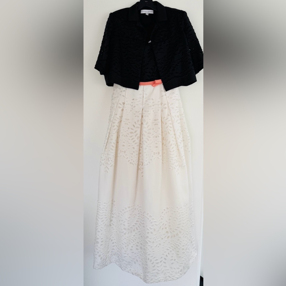 Carolina Herrera Elegant 100% Silk Long Dress With Cropped Jacket Size 10 - Picture 2 of 12